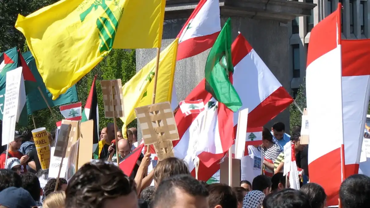 Protesters at a demonstration in Lebanon, archive photograph