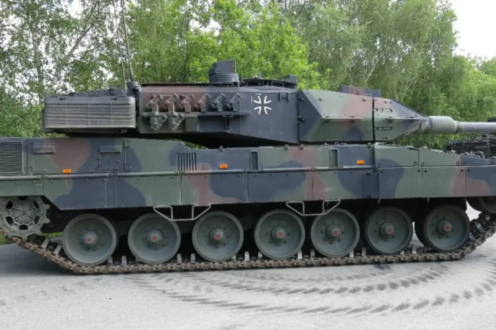 A Leopard 2A7 main battle tank at the German Army training centre in Munster