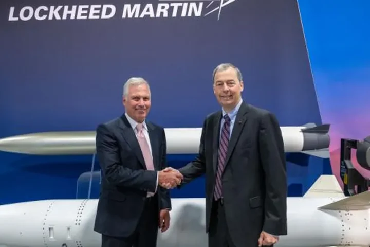 Avio USA chief executive James Syring and Lockheed Martin Missiles and Fire Control president Tim Cahill at AUSA 2026
