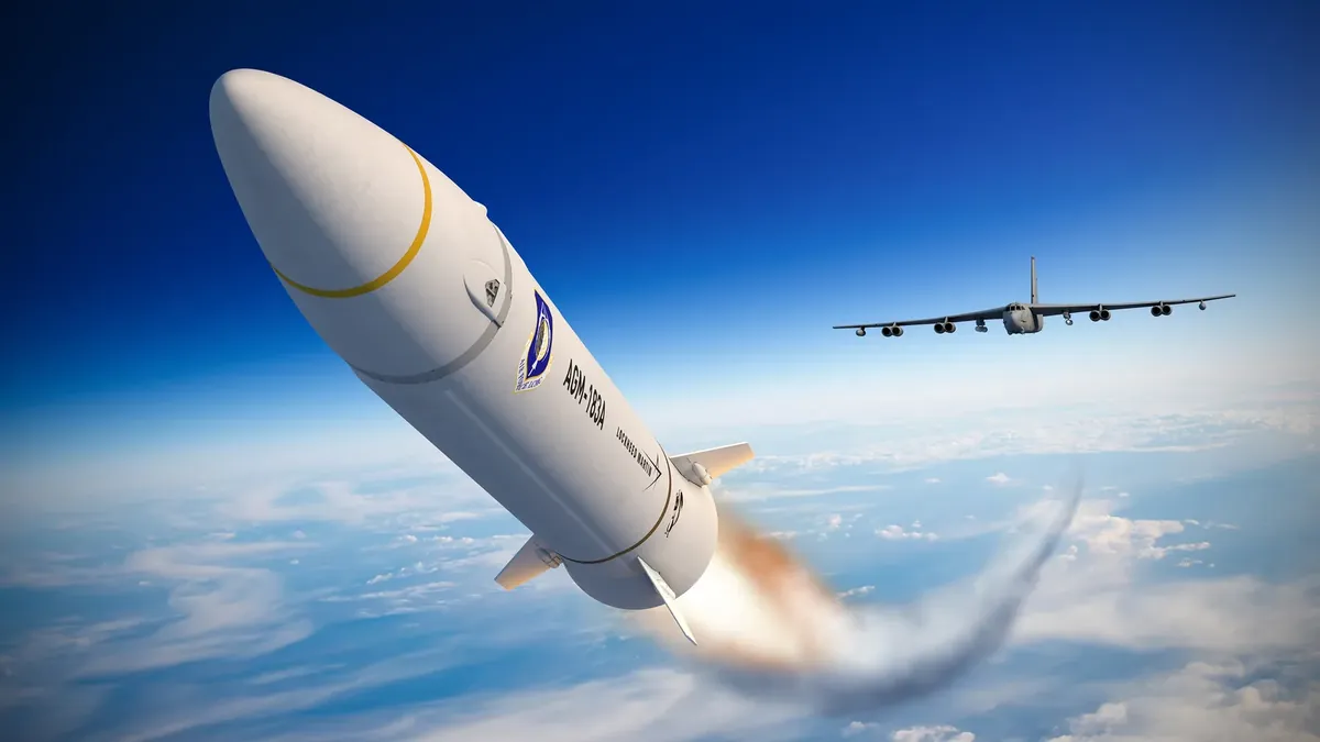 Rendering of the ARRW missile after launch from a B-52