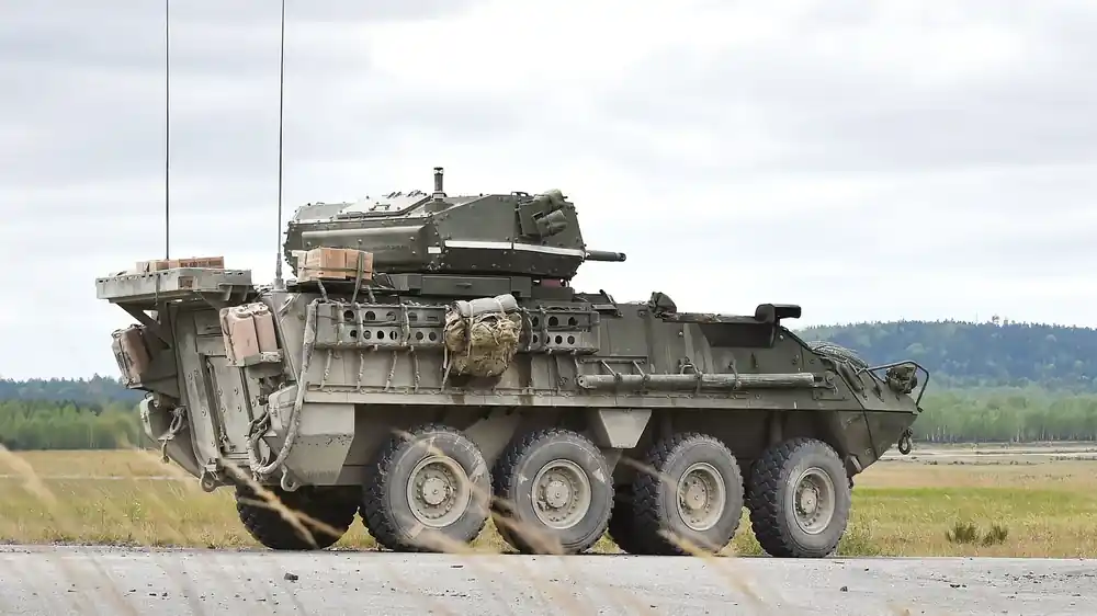 A US Army Stryker Dragoon (M1296) with the MCT-30 turret