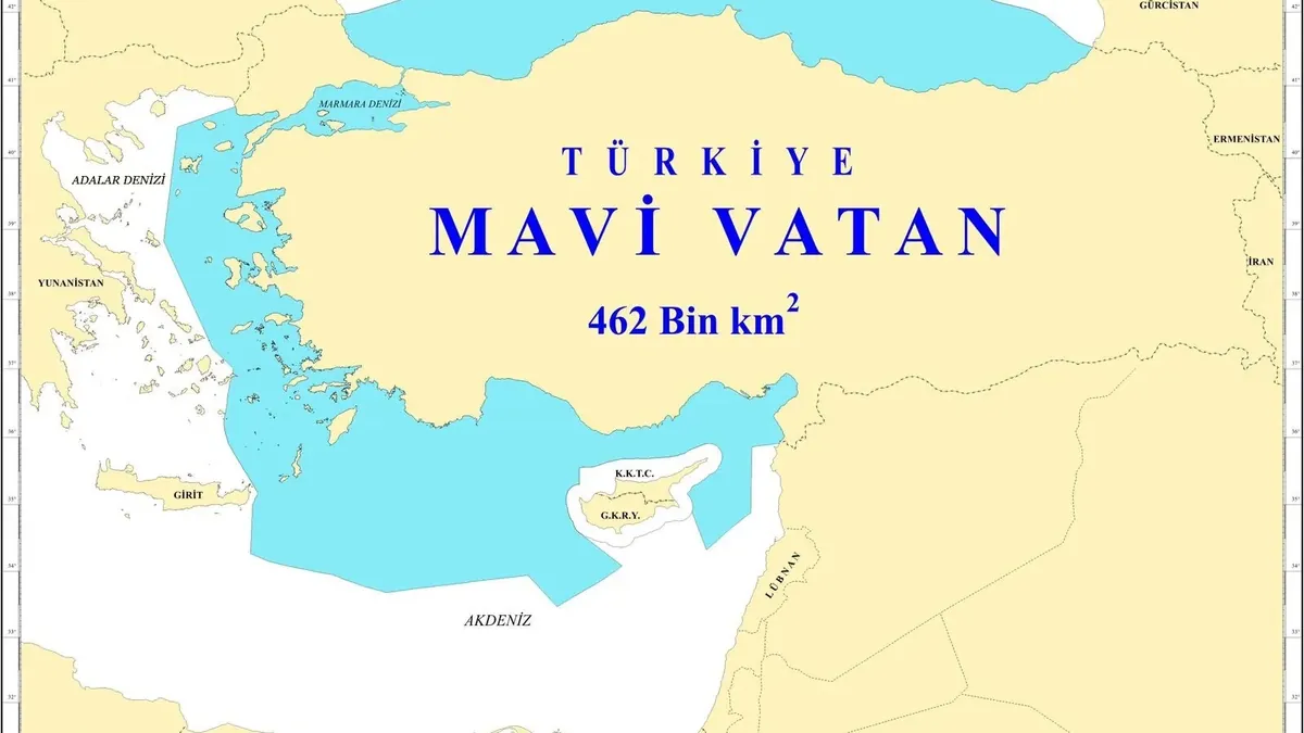 Map of the Turkish “Blue Homeland” (Mavi Vatan) maritime claims