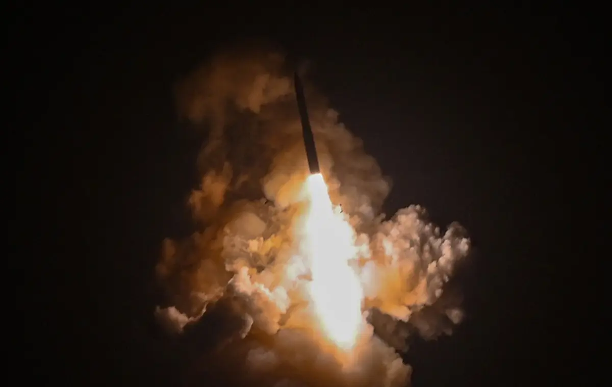 An unarmed Minuteman III intercontinental ballistic missile launches during an operational test at Vandenberg Space Force Base, May 21, 2025