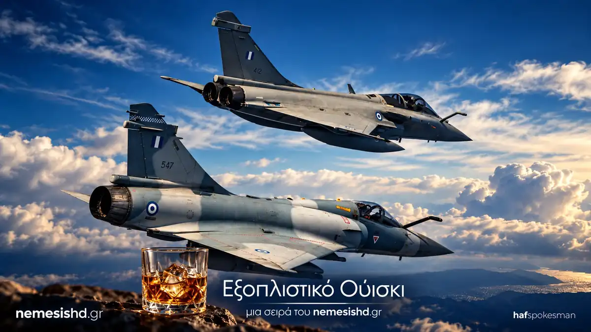 A Mirage 2000-5 and a Rafale of the Hellenic Air Force flying together