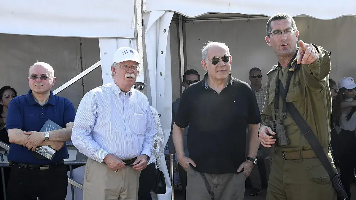 Israeli Prime Minister Benjamin Netanyahu at a security briefing in the Jordan Valley