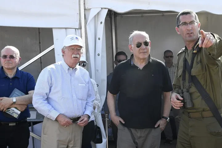 Benjamin Netanyahu being briefed by an IDF officer in the Jordan Valley, June 23, 2019