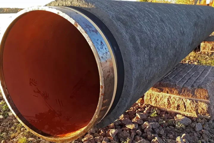 A section of Nord Stream pipeline on public display in Kotka, Finland