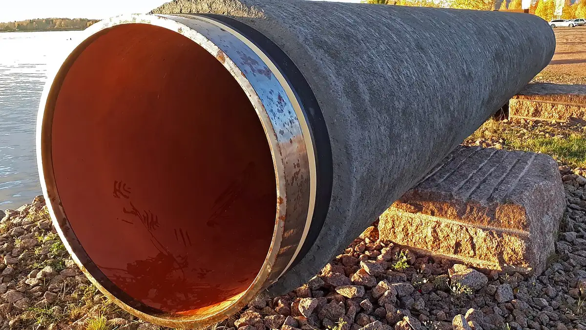 A section of Nord Stream pipeline on public display in Kotka, Finland