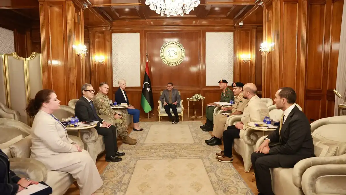Abdulhamid Dbeibah meeting a US delegation in Tripoli