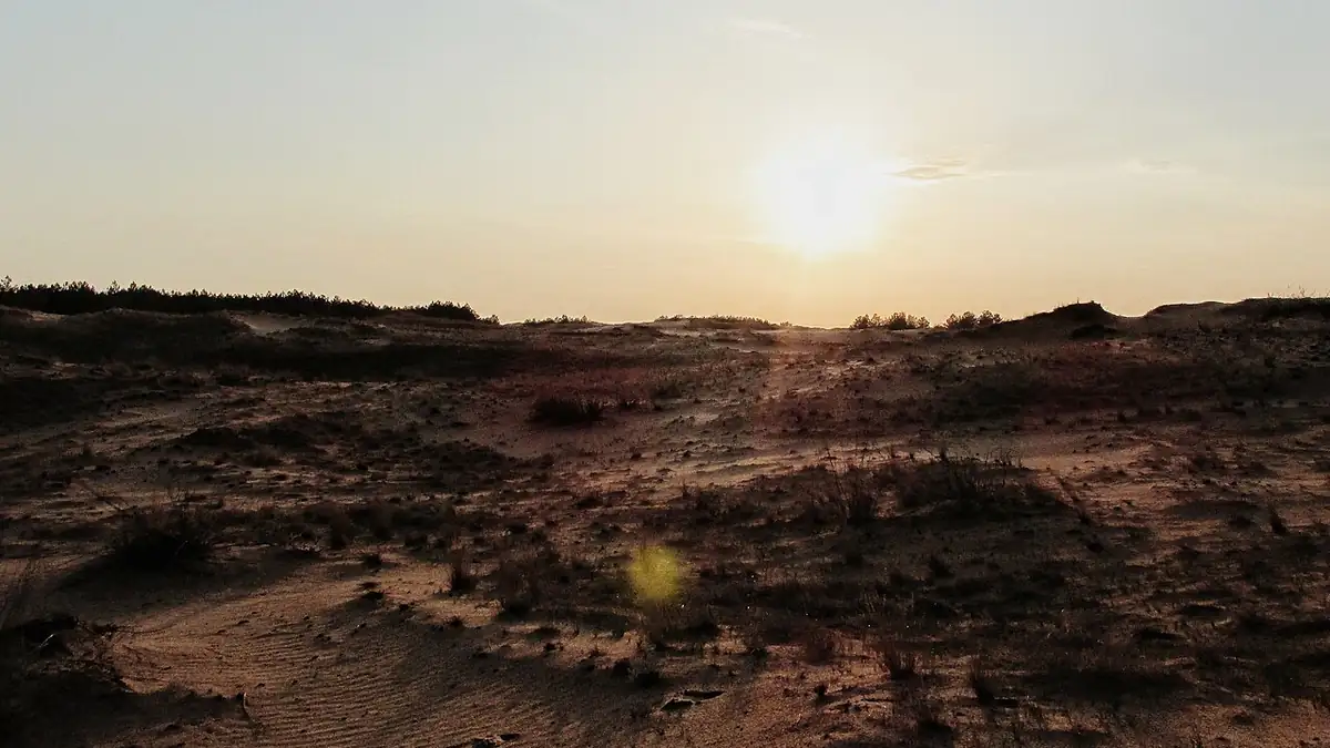 Sunset over the Oleshky Sands, a dune area near the town of Oleshky in the Kherson region