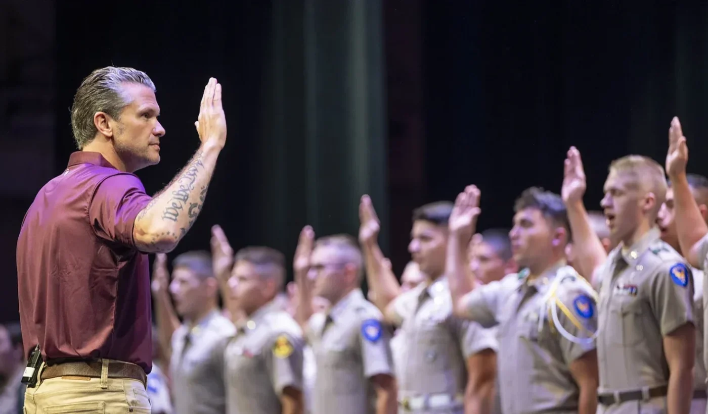 Pete Hegseth administers the oath to cadets at Texas A&M University on September 19, 2026