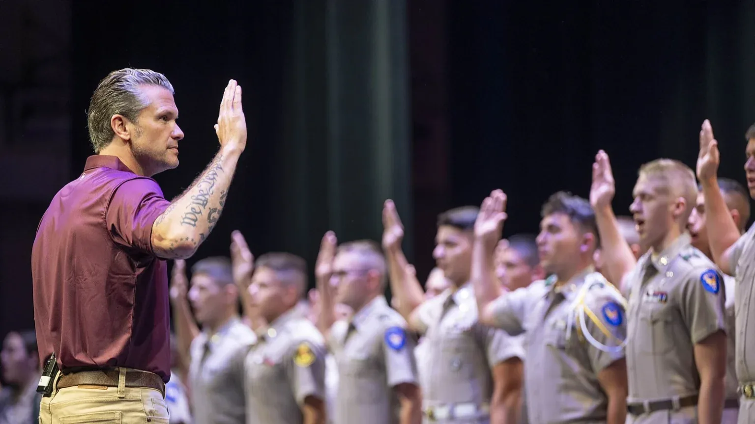 Pete Hegseth administers the oath to cadets at Texas A&M University on September 19, 2026