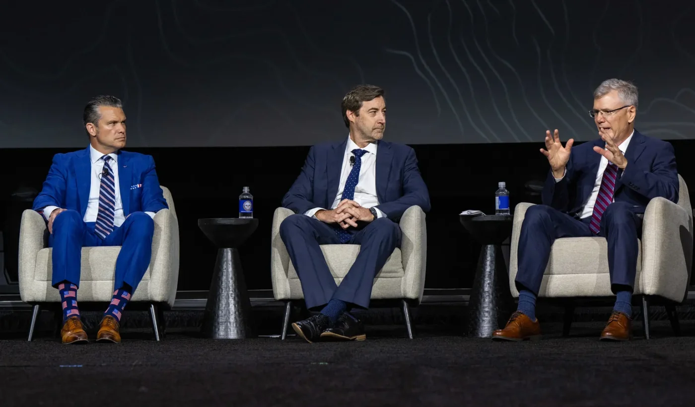 Secretary of War Pete Hegseth speaking on a panel at the AUSA annual meeting in Washington