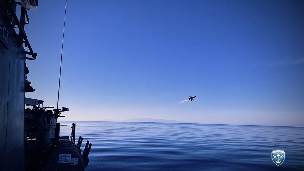 A SPIKE missile in flight over the northern Cretan Sea