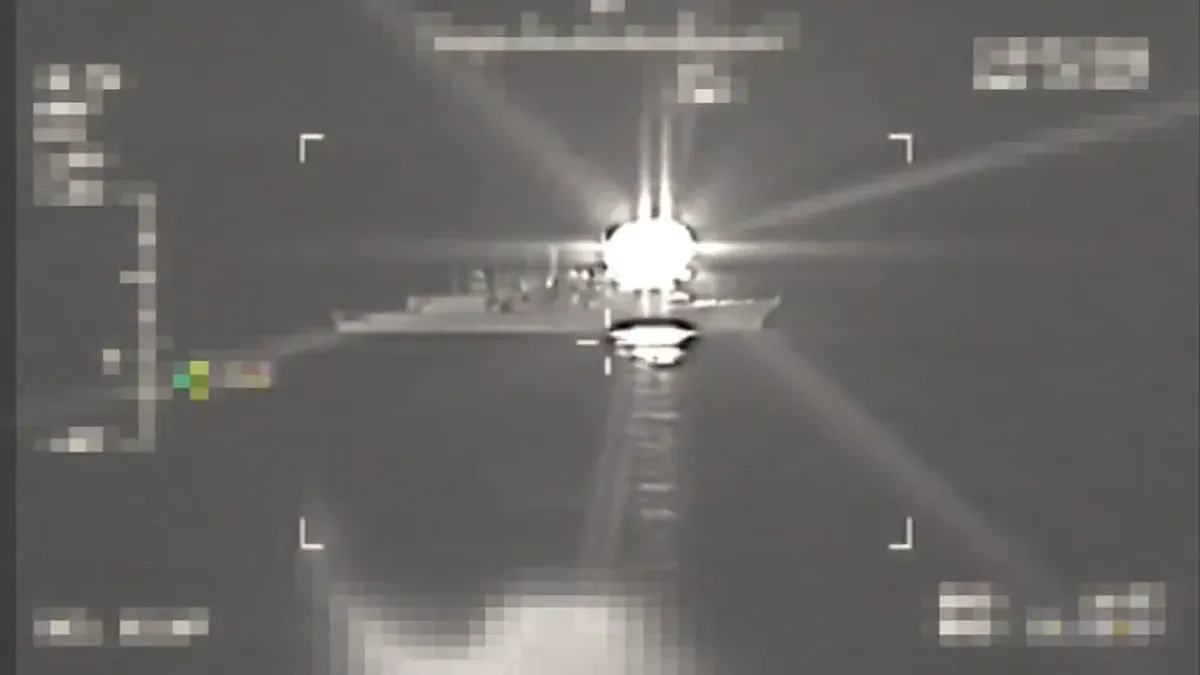 The SPIKE missile camera captures impact on the frigate Bouboulina