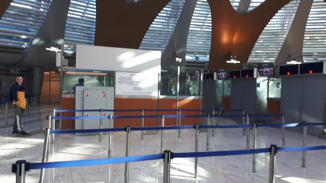 Passport control area at Sheremetyevo Airport in Moscow
