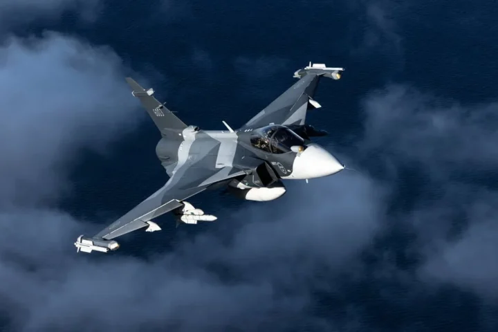 Saab Gripen E fighter in flight
