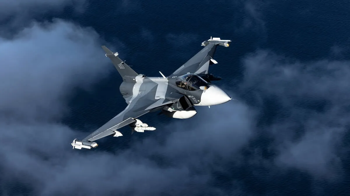 Saab Gripen E fighter in flight