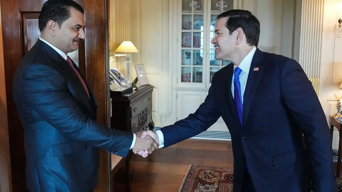 US Secretary of State Marco Rubio meeting Libyan National Army deputy commander Saddam Haftar