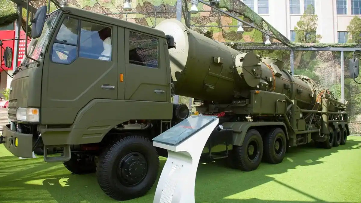 A DF-21A transporter-erector-launcher at the Chinese Military Museum in Beijing