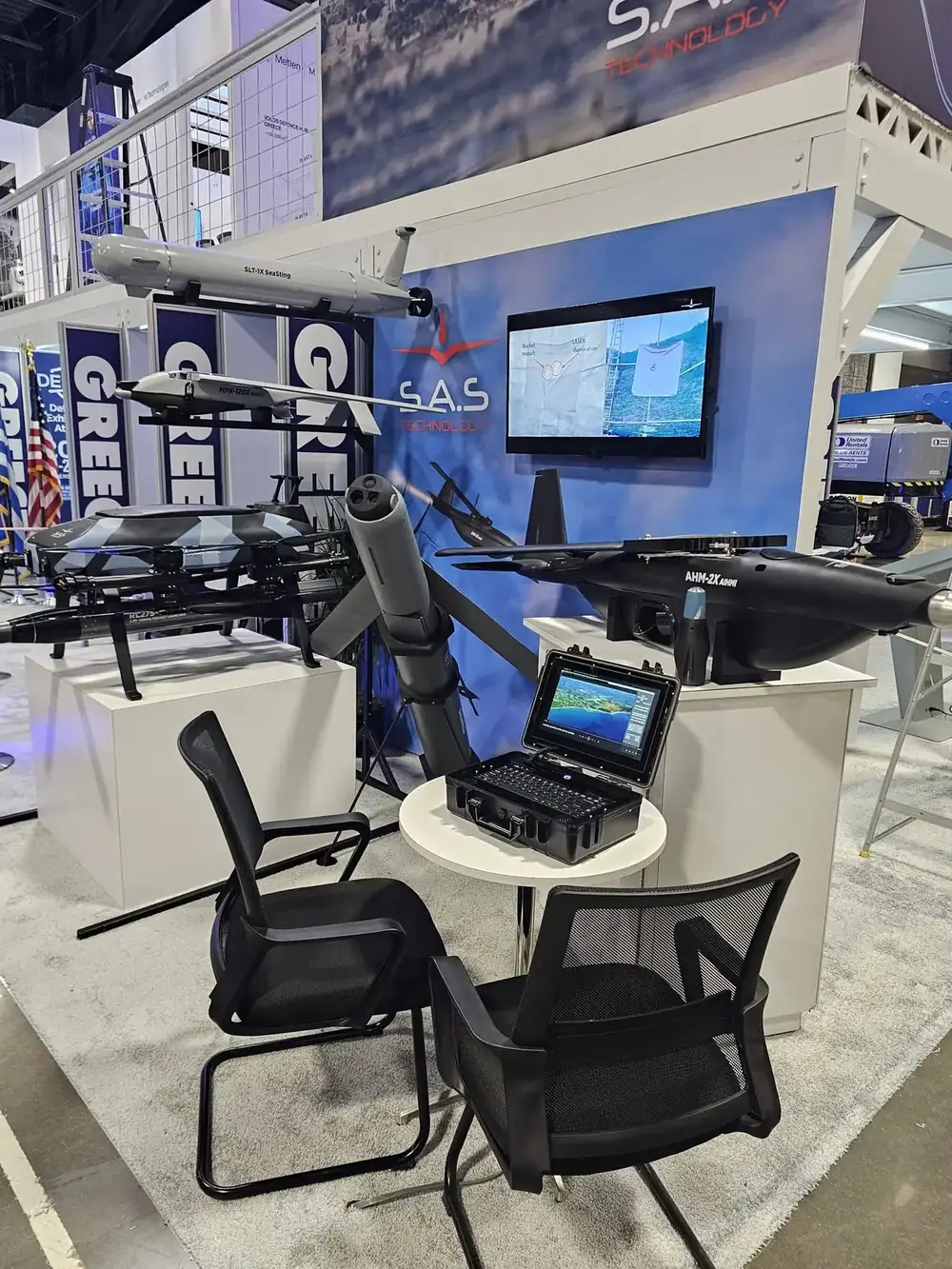View of SAS Technology’s Booth 1603 at AUSA 2026 with the systems on display