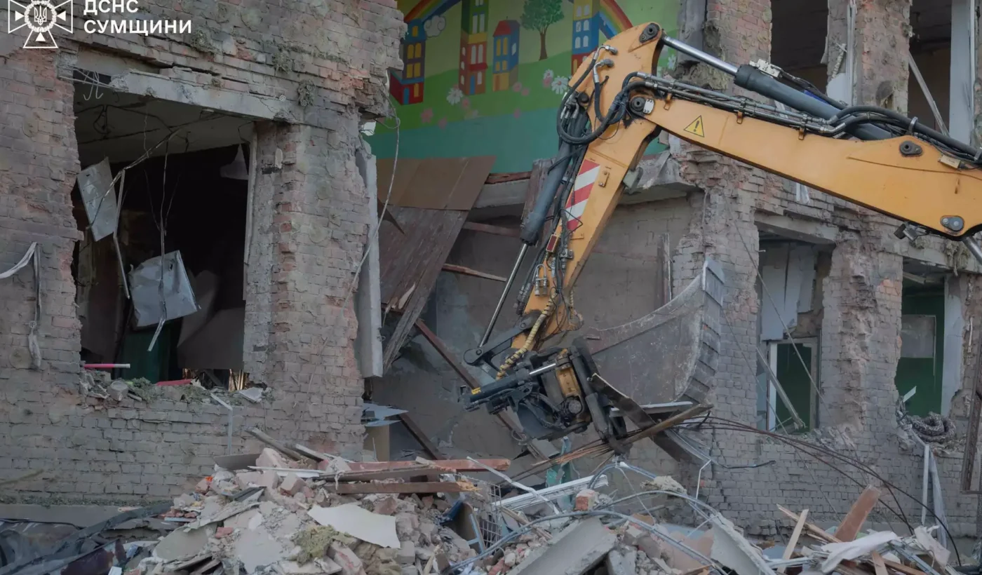 Damage to a school and kindergarten in Sumy after a Russian attack on July 2, 2026; archival illustration.