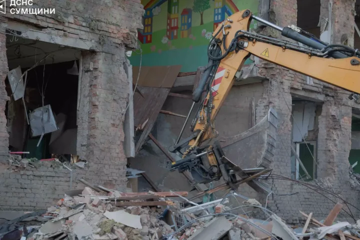 Damage to a school and kindergarten in Sumy after a Russian attack on July 2, 2026; archival illustration.