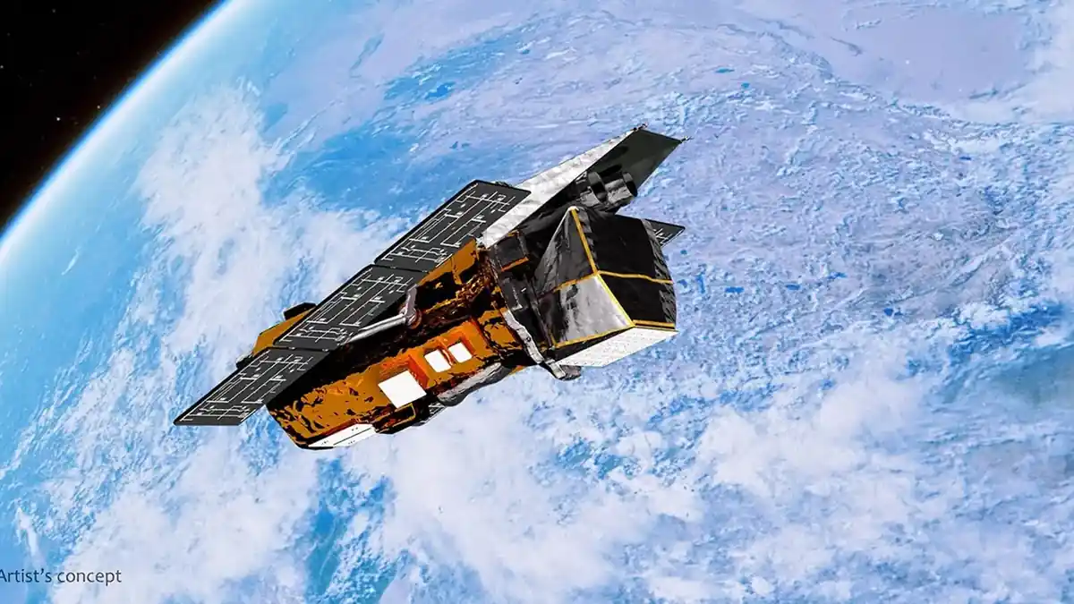 Artist's concept of the Swift telescope in orbit around Earth