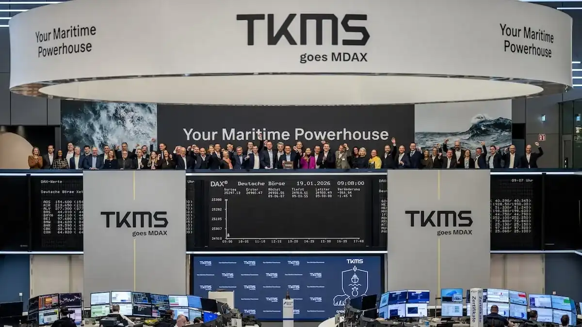TKMS executives at the Frankfurt Stock Exchange