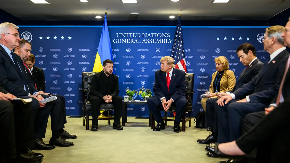 President Donald Trump and Ukrainian President Volodymyr Zelensky during their bilateral meeting at the United Nations in New York