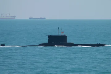 A Turkish Navy submarine on the surface