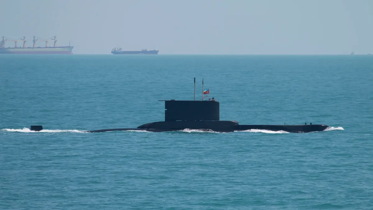 A Turkish Navy submarine on the surface
