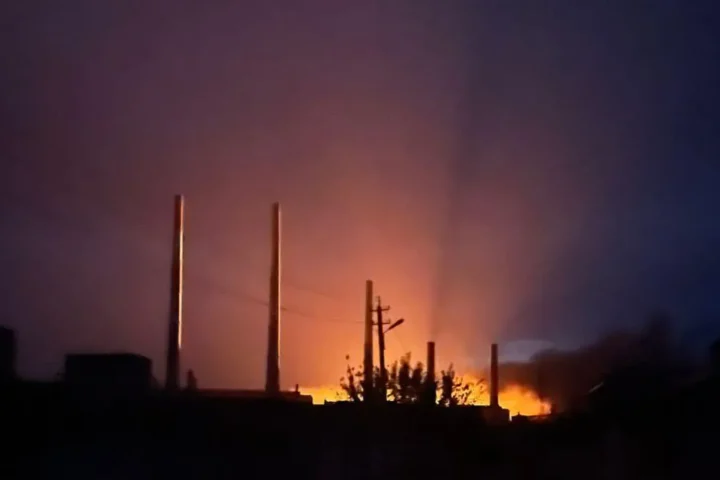 Damaged Zmiiv thermal power station in Kharkiv region after a Russian strike in September 2022