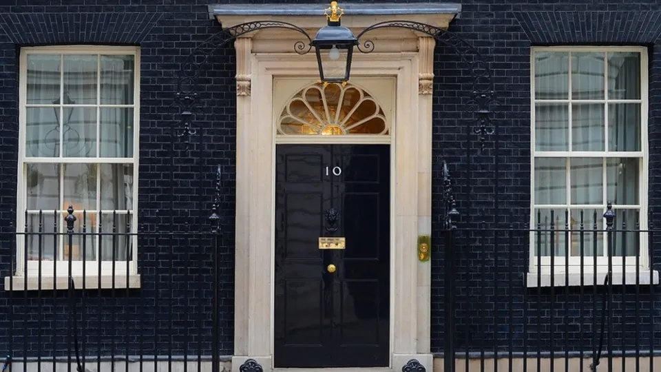 The black front door of 10 Downing Street in London