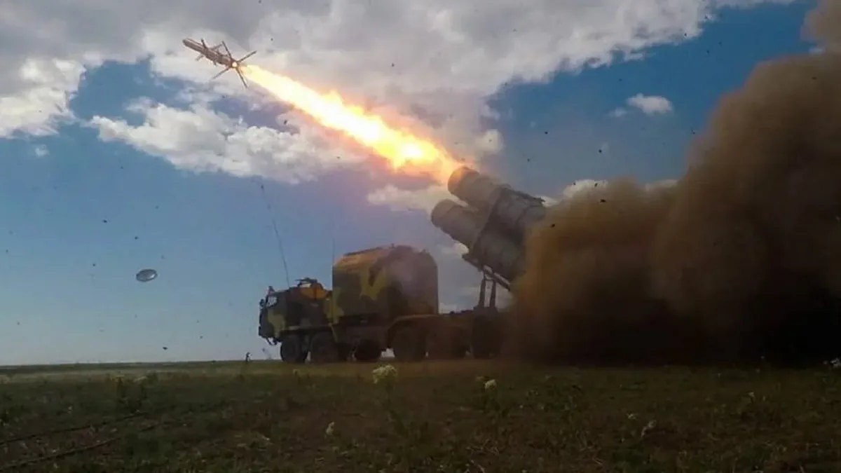 A Neptune missile launches from a coastal missile system of the Ukrainian Navy (file photo released with the General Staff announcement)