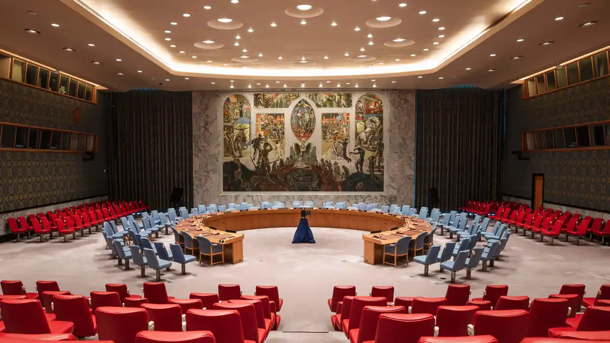 The United Nations Security Council chamber in New York