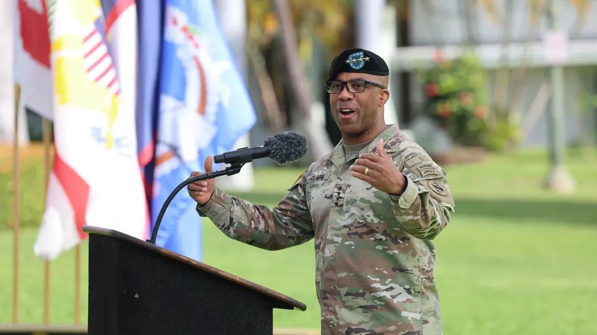 Gen. Ronald Clark, commander of US Army Pacific, speaks at a ceremony at Fort Shafter, Hawaii, January 6, 2026 (file photo)