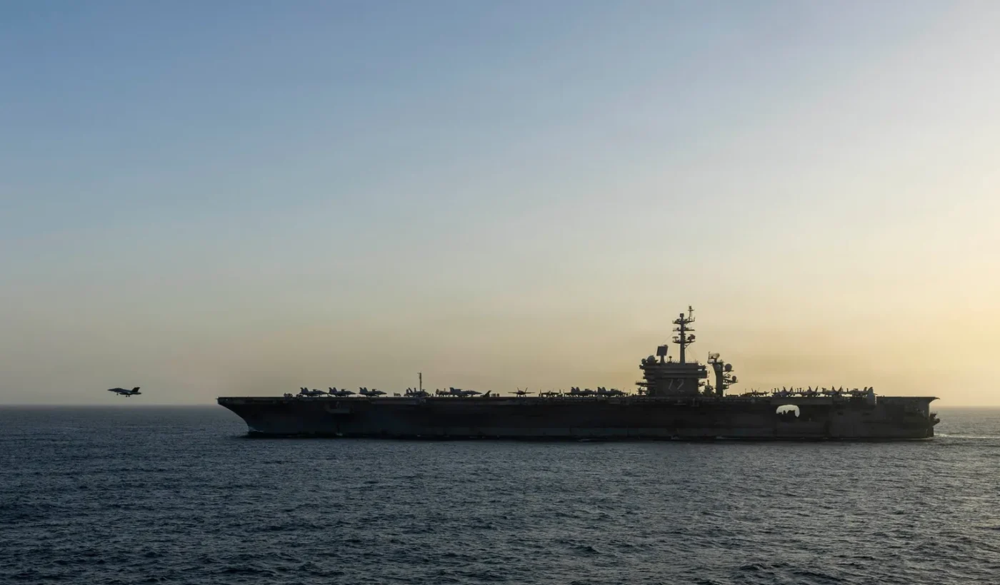 The US aircraft carrier USS Abraham Lincoln at sea with aircraft on the flight deck