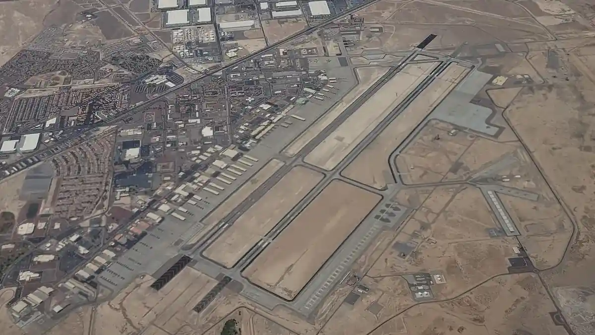 Aerial view of Nellis Air Force Base in Nevada