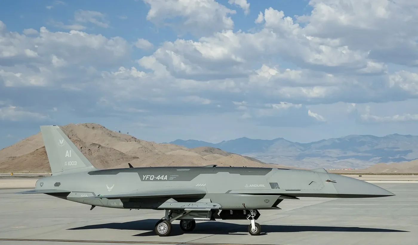 A YFQ-44A Fury unmanned aircraft on the flight line at Creech Air Force Base