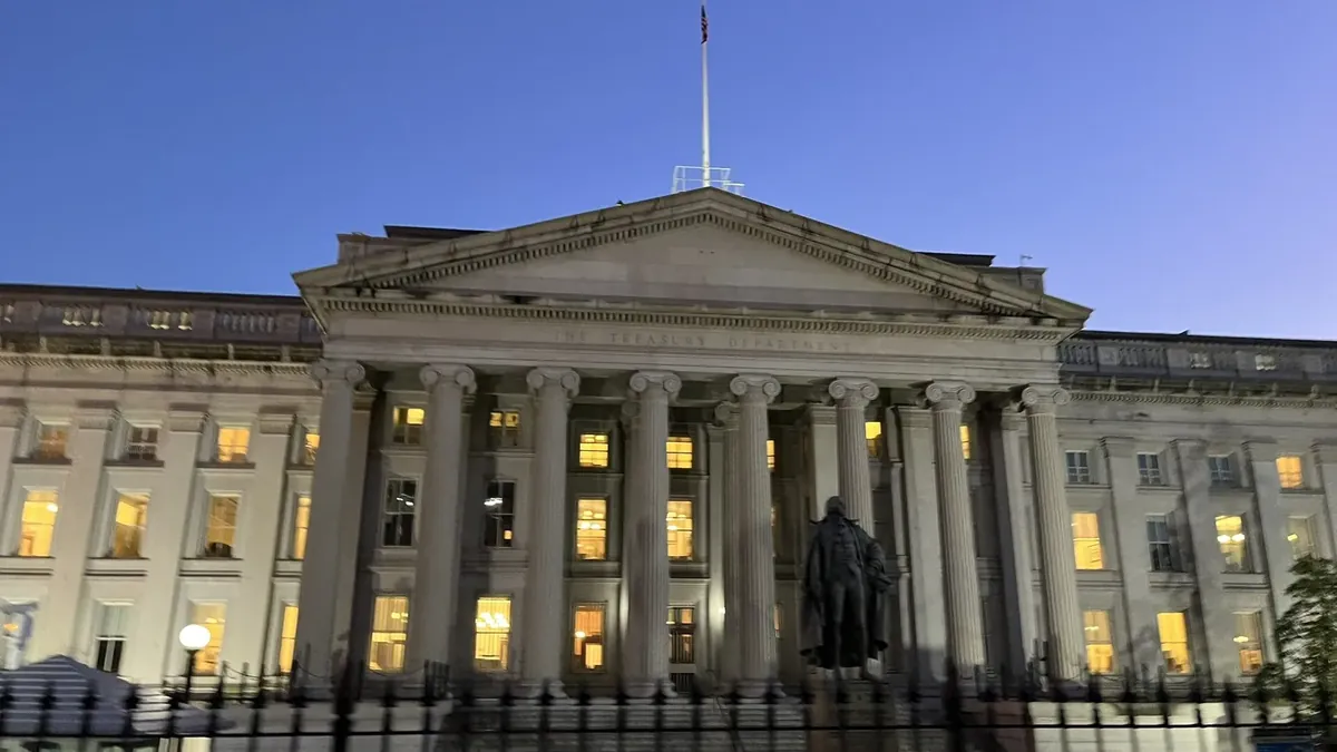 The US Department of the Treasury building in Washington