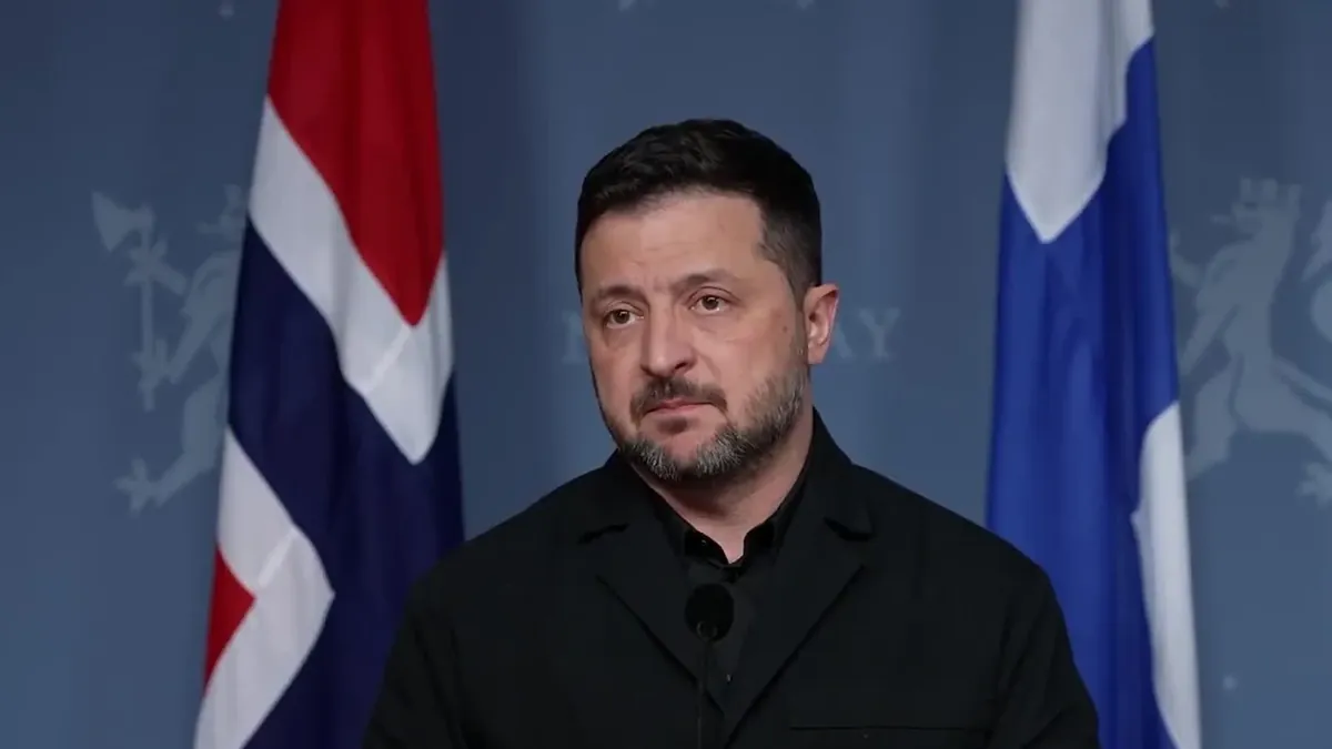 Volodymyr Zelensky speaking in a video message posted from Oslo